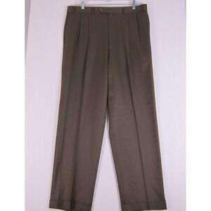 Lauren Ralph Lauren Pants Mens 34x30 Brown Double Pleated Cuffed 120s Cashmere